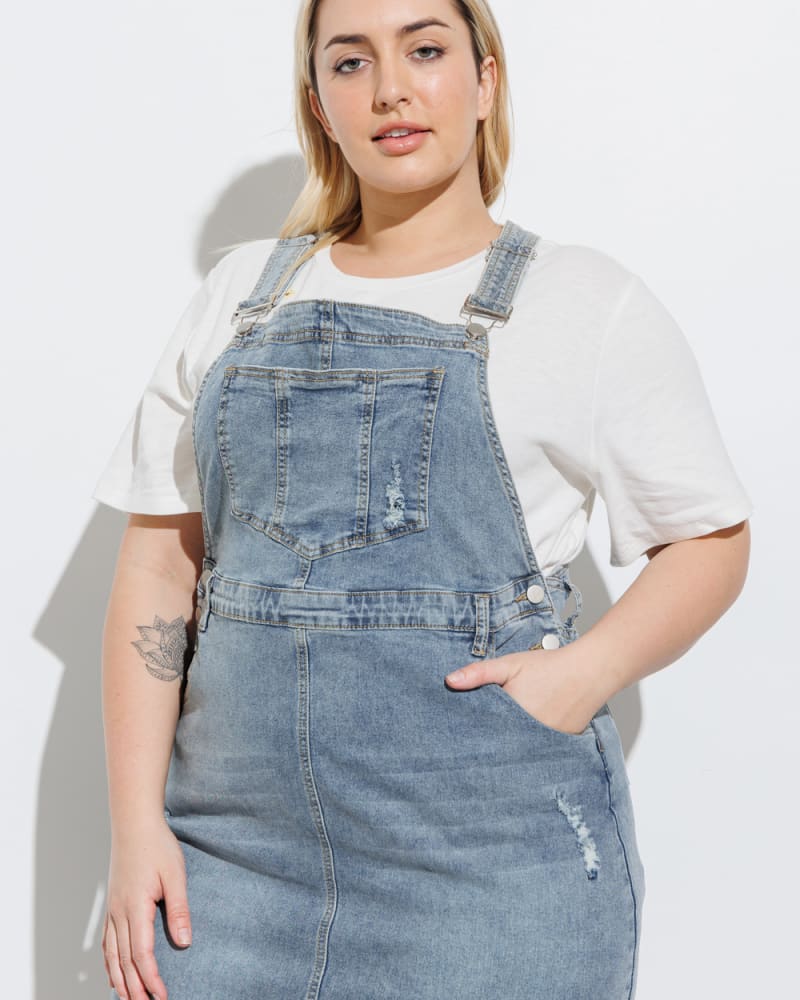Jean overall mini dress online